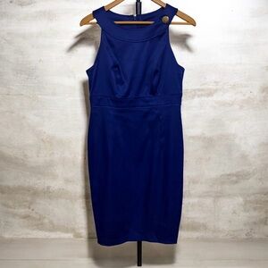 Maggy L Women’s Dress Royal Blue Size 10 Midi Sheath Boat Neck Cocktail Party